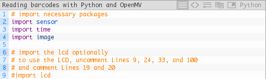 使用Python和OpenMV读取条形码