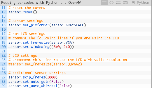 使用Python和OpenMV读取条形码