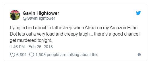 亚马逊的人工智能Alexa竟然独自大笑 笑声很吓人（附视频）