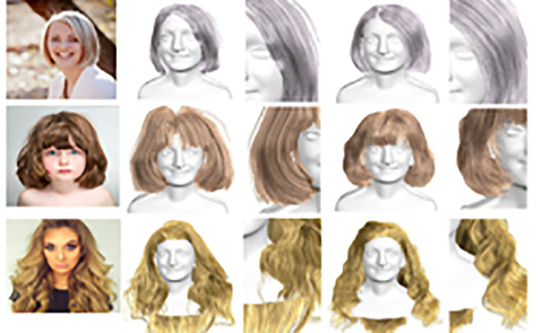 研究人员利用深度学习实时生成完整的3D头发模型