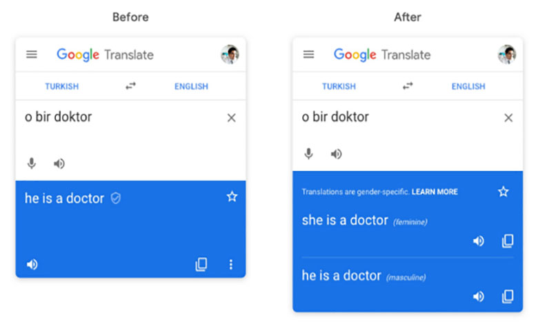 谷歌翻译区分性别，进一步减少AI偏见