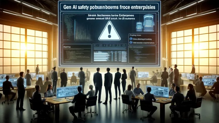 DALL·E-2024-05-20-15.29.43-Create-a-conceptual-image-representing-Gen-AI-safety-problems-force-enterprises-to-upgrade-AI-audit-measures.-Visualize-a-scene-with-a-large-digita