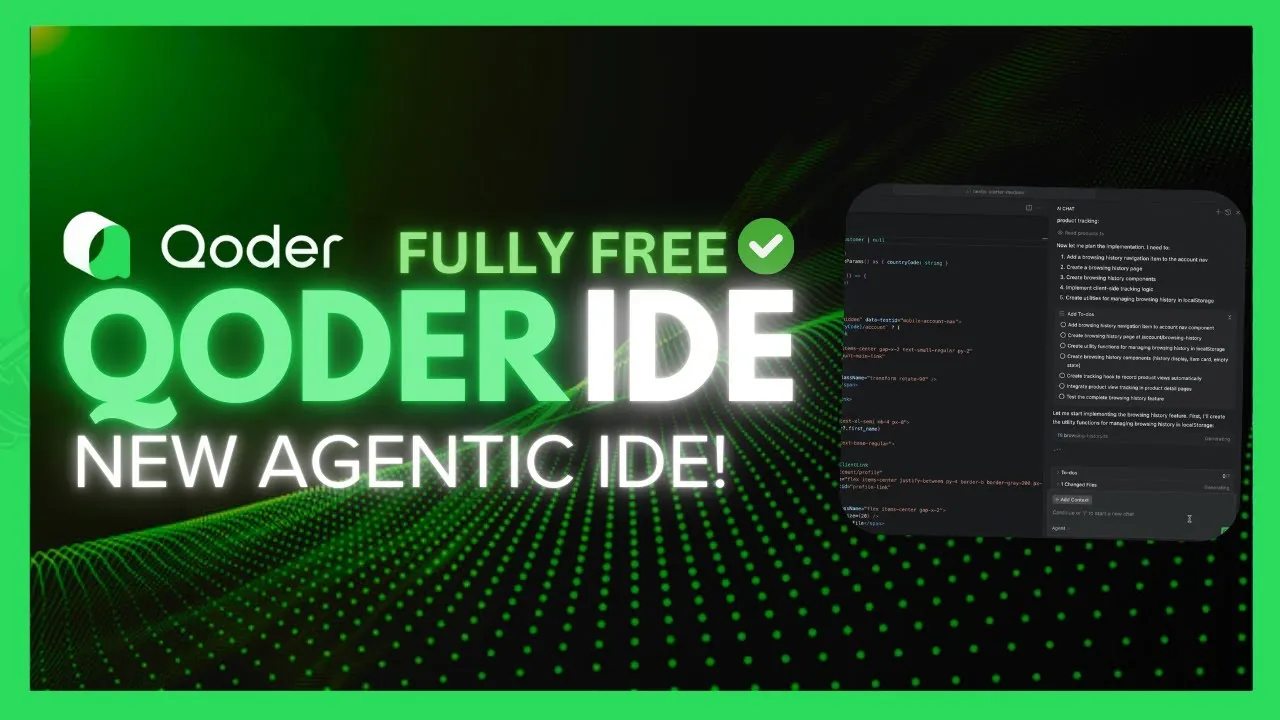 Qoder IDE showcasing advanced AI features for developers